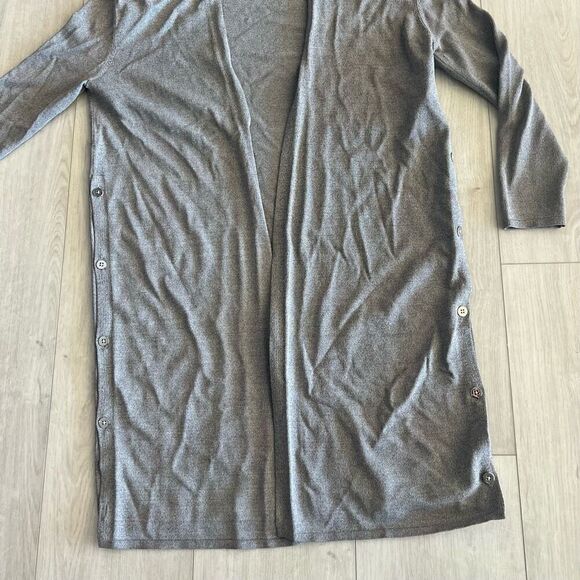C/Meo Collective Womens Cardigan Sweater Open Duster Long L Gray Button Side - Picture 2 of 7